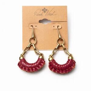 Patricia Nash Gold & Red Dangle Earrings Elegant Statement, NWT